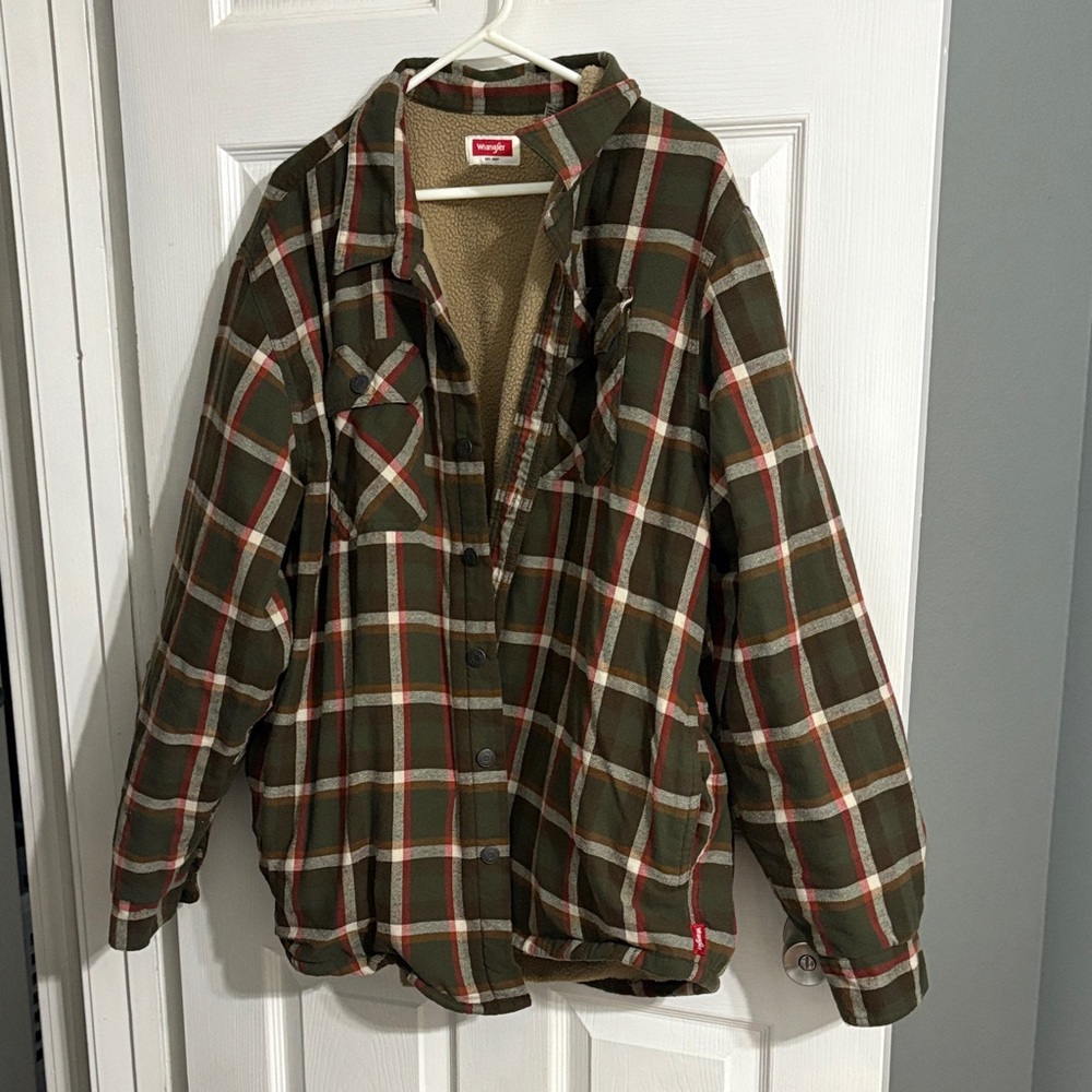Wrangler Green Plaid Sherpa Lined Button-Up Jacket Size 2XL
